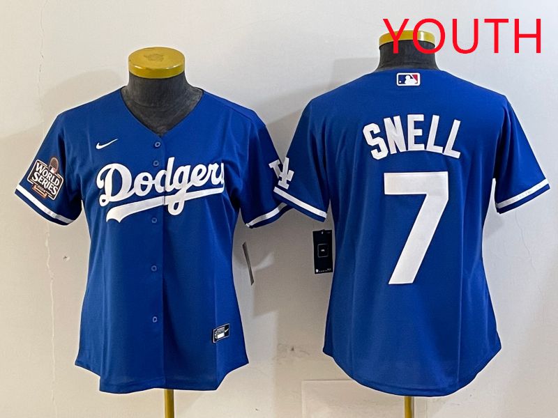 Youth Los Angeles Dodgers 7 Snell Blue Game 2025 Nike MLB Jersey style 3